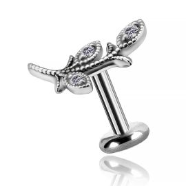 Piercing con rametto fiorito e cristalli