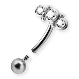 Piercing sopracciglio con 3 cristalli Premium