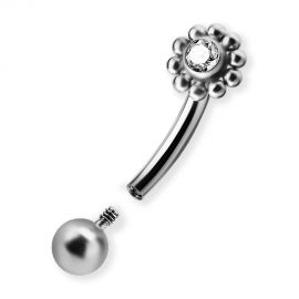 Piercing sopracciglio con fiore e cristallo Premium