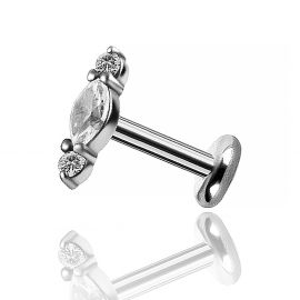 Threadless piercing with crystals for tragus and helix
