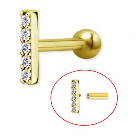 Piercing bain d’or avec rectangle et cristaux