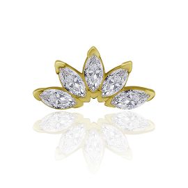 Ricambio piercing in oro con fiore di loto di zirconia
