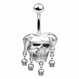 BELLY BUTTON PIERCING WITH CLOWN SKULLS
