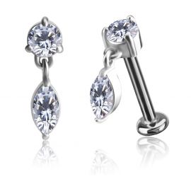 LABRET THREADLESS AND CRYSTAL DROP PENDANT