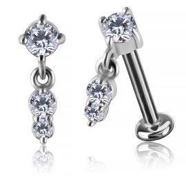 LABRET THREADLESS WITH TWO CRYSTAL PENDANT