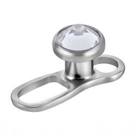 DERMAL ANCHOR (internal 0.8 mm) WITH TWO HOLES AND PREMIUM CRYSTAL