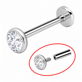LABRET CON FILETTO INTERNO E CRISTALLO PIATTO
