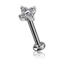 LABRET WITH FLOWER-SHAPED ATTACHMENT WITH CUBIC ZIRCONIA