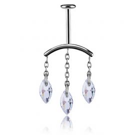 LABRET VERTICAL HELIX WITH THREE CRYSTAL DROPS