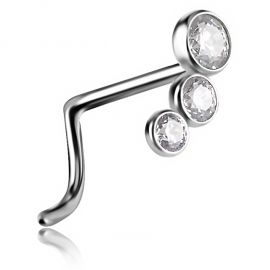 PIERCING FOR NOSE WITH THREE GRADED CRYSTALS
