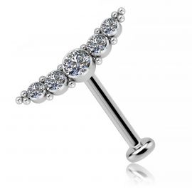 THREADLESS LABRET WITH ARCH-SHAPED REPLACEMENT WITH WHITE CRYSTALS