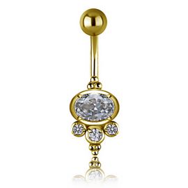 Piercing ombilical plaqué or avec Premium