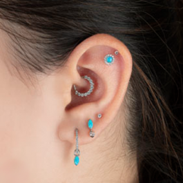 ROOK PIERCING CLICKER CON CUBIC ZIRCONIA