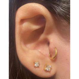 Orecchini a bottone con alone in argento sterling e zirconi cubici blu - Italia