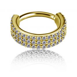 Orecchini A Cerchio Doppio AVYRING Per Helix/Trago/Conch - 16G/18G, Zirconi, Acciaio Inox Placcato Oro 14K