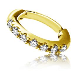 Oval rook piercing clicker with crystals