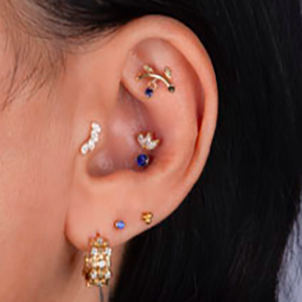 BARRETTA PIERCING CON PETALI IN CRISTALLO