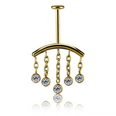 GOLD PLATED PIERCING WITH LABRET FOR VERTICAL HELIX