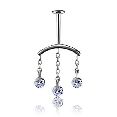 PIERCING DE LABRET PARA VERTICAL HELIX CON TRES CRISTALES