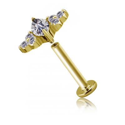 GOLD-PLATED PREMIUM ZIRCONIA LABRET WITH REPLACEMENT