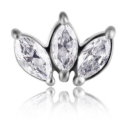 REPLACEMENT PIERCING WITH THREE LEAVES OF MARQUISE CUT CRYSTALS