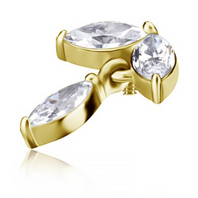 ACCESSOIRE DE PIERCING PLAQUÉ OR EN FORME DE FEUILLES DE CRISTAL