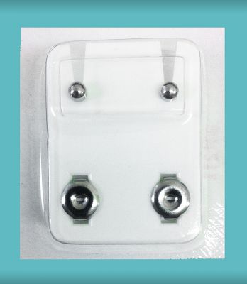 BOUCLES D'OREILLES EN ACIER AVEC BOULES