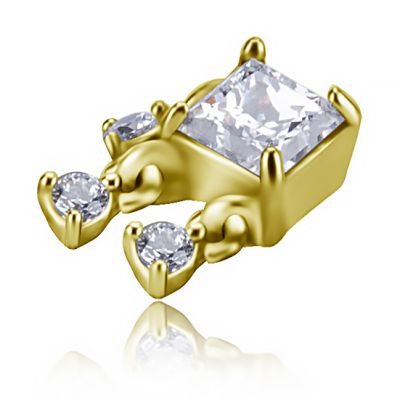 ACCESSOIRE DE PIERCING CARRÉ PLAQUÉ OR AVEC CRISTAUX
