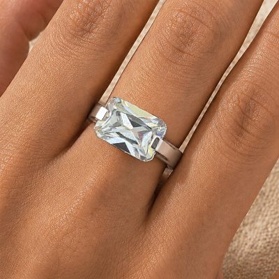 ANELLO ARGENTO CON CRISTALLO ORIZZONTALE