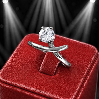SILVER RING WITH BAGUETTE-CUT CRYSTALS