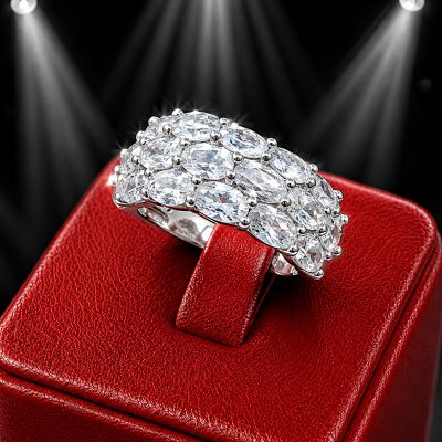 SILVER RING MANY BAGUETTE-CUT CRYSTALS