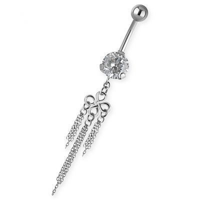 PIERCING BANANE AVEC CUBIC ZIRCONIA CRISTAL DOUBLE INFINI ET CHAÎNES