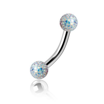 PIERCING BANANE AVEC SPHÈRES EN CRISTAL ET RÉSINE