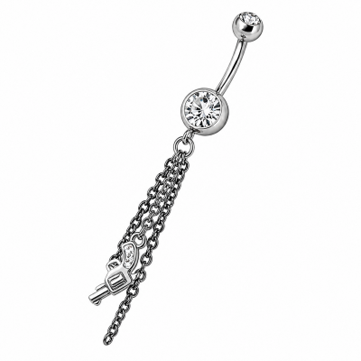 SAFETY PIN BELLY BUTTON PIERCING