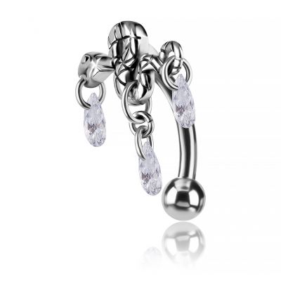 PIERCING PER L’OMBELICO CON SERPENTE E CRISTALLI BIANCHI