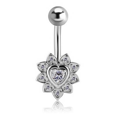 PIERCING DE OMBLIGO CON CORAZÓN DE CRISTAL
