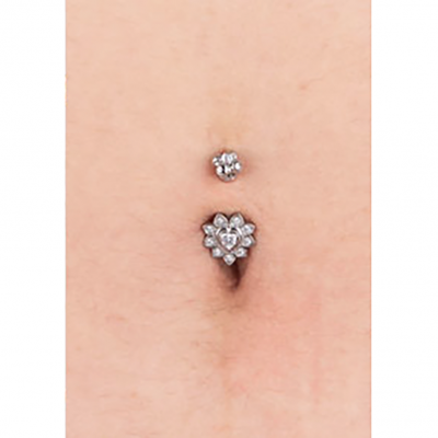 PIERCING PER L'OMBELICO CON CUORE DI CRISTALLO