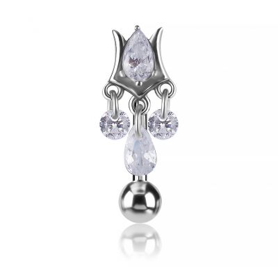 PIERCING PER L’OMBELICO CON GOCCIA E CRISTALLI PENDENTI