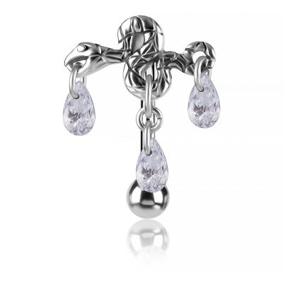 PIERCING PER L’OMBELICO CON SERPENTE E CRISTALLI BIANCHI