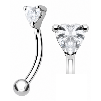 PIERCING PER SOPRACCIGLIO E ROOK CON CRISTALLO A CUORE