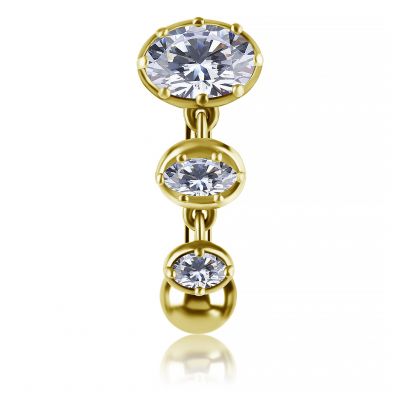 PIERCING PER OMBELICO PLACCATO ORO CON CRISTALLI PENDENTI