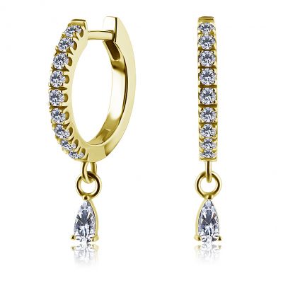 ORECCHINI CLICKER PLACCATI ORO CON CRISTALLO A GOCCIA