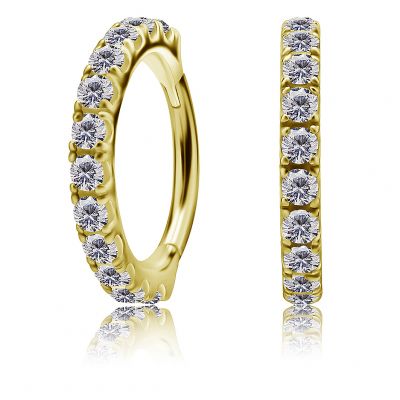 VERGOLDETER CLICKER-OHRRING MIT CUBIC ZIRCONIA