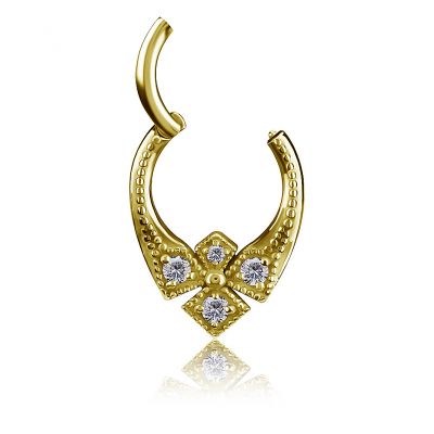 GOLDPLATTIERTER KREUZ-CLICKER-RING MIT PREMIUM-ZIRKONIA