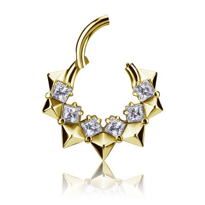 GOLDPLATTIERTER CLICKER-RING MIT QUADRATISCHEN KRISTALLEN