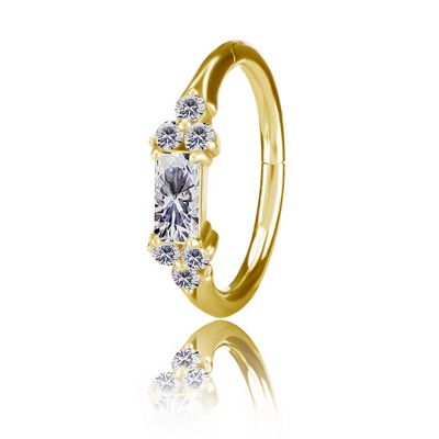 PIERCING OVALE PLAQUÉ OR AVEC CRISTAUX BAGUETTE