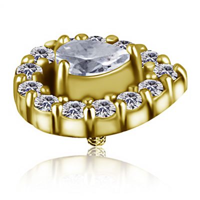 GOLD PLATED TEARDROP PIERCING ACCESSORY WITH CRYSTALS