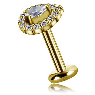 GOLD-PLATED DROP-SHAPED PIERCING WITH CRYSTALS