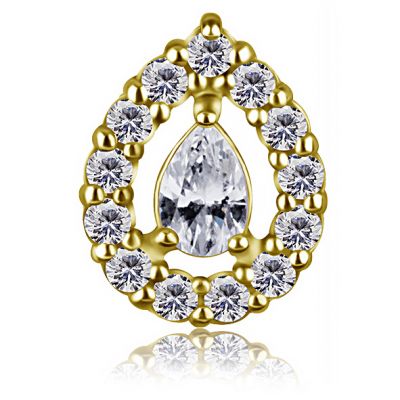GOLD PLATED TEARDROP PIERCING ACCESSORY WITH CRYSTALS