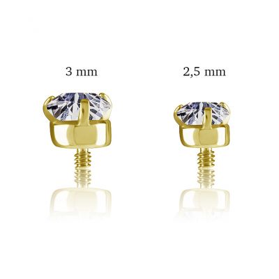 LABRET PLACCATO ORO CON CRISTALLO BIANCO IN PREMIUM CUBIC ZIRCONIA 